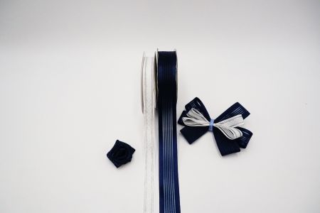 Ensemble ruban transparent bleu marine avec ruban blanc
